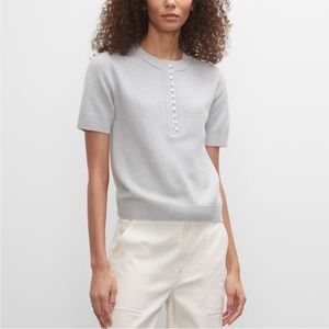 Cashmere Button Tee - Size XS - Blue